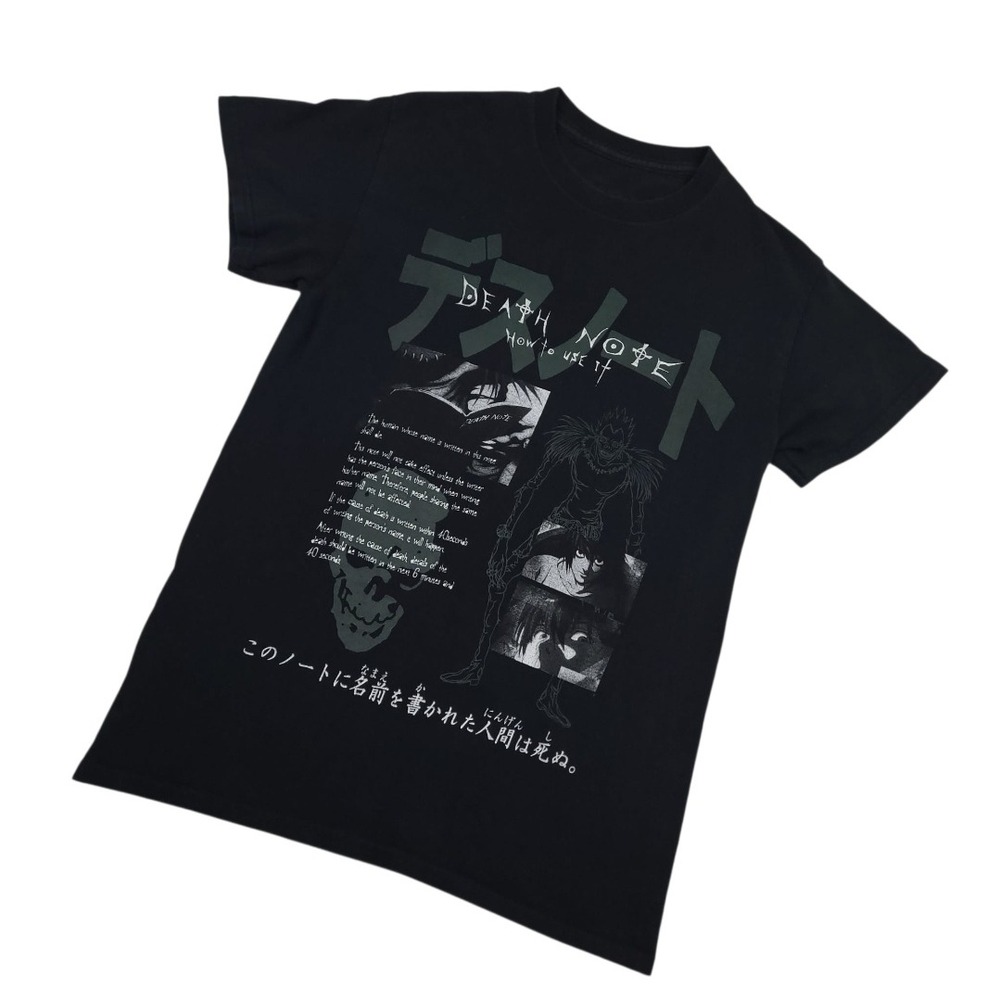 Vintage Death Note Anime Ryuk Graphic T Shirt Mens Small Black Manga Tee Y2K